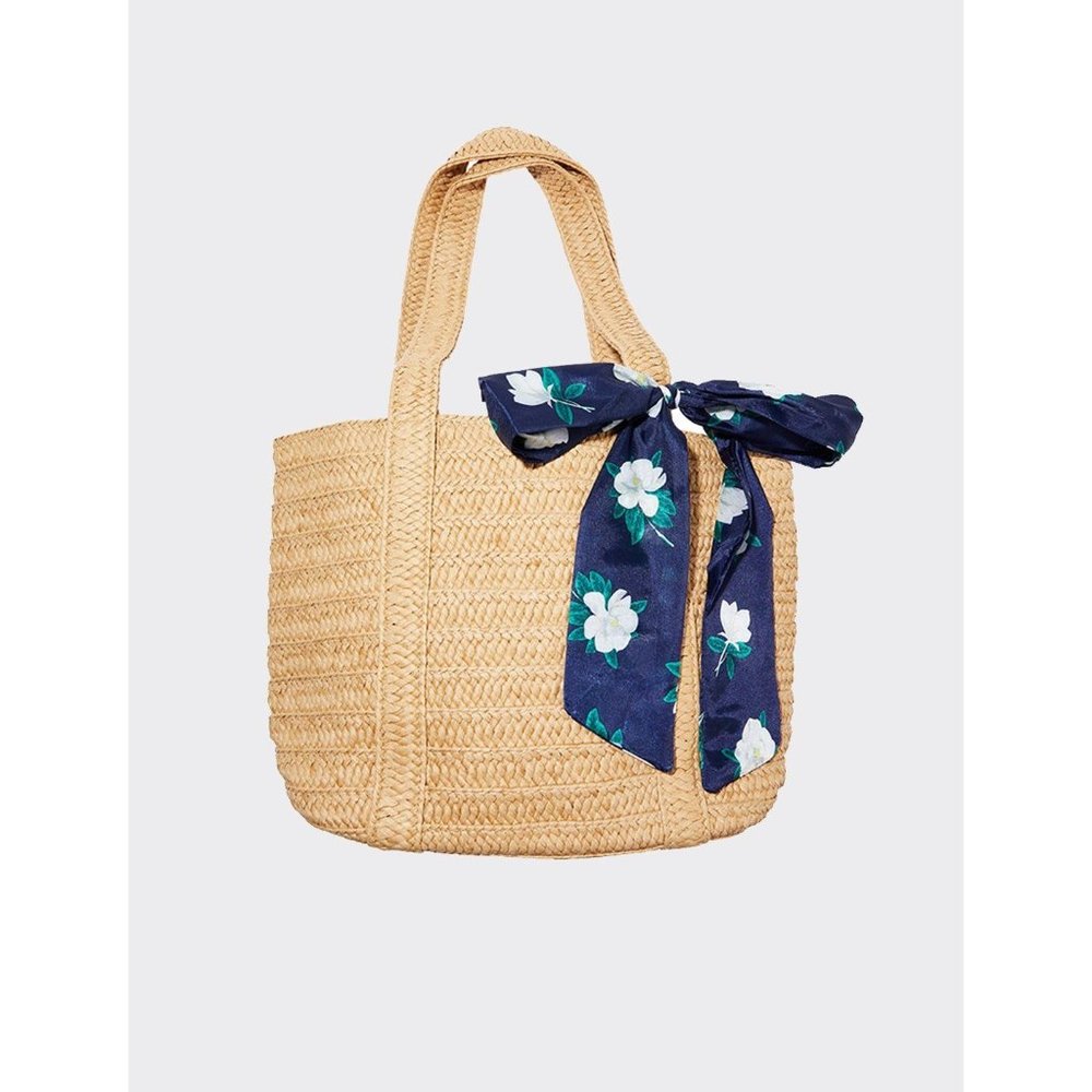 Draper James Everyday Straw Bag with Floral Scarf New without Tags